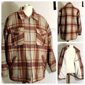 Riveted Wear Xenon Men Tan/Brown Plaid Jacket Men Size Large